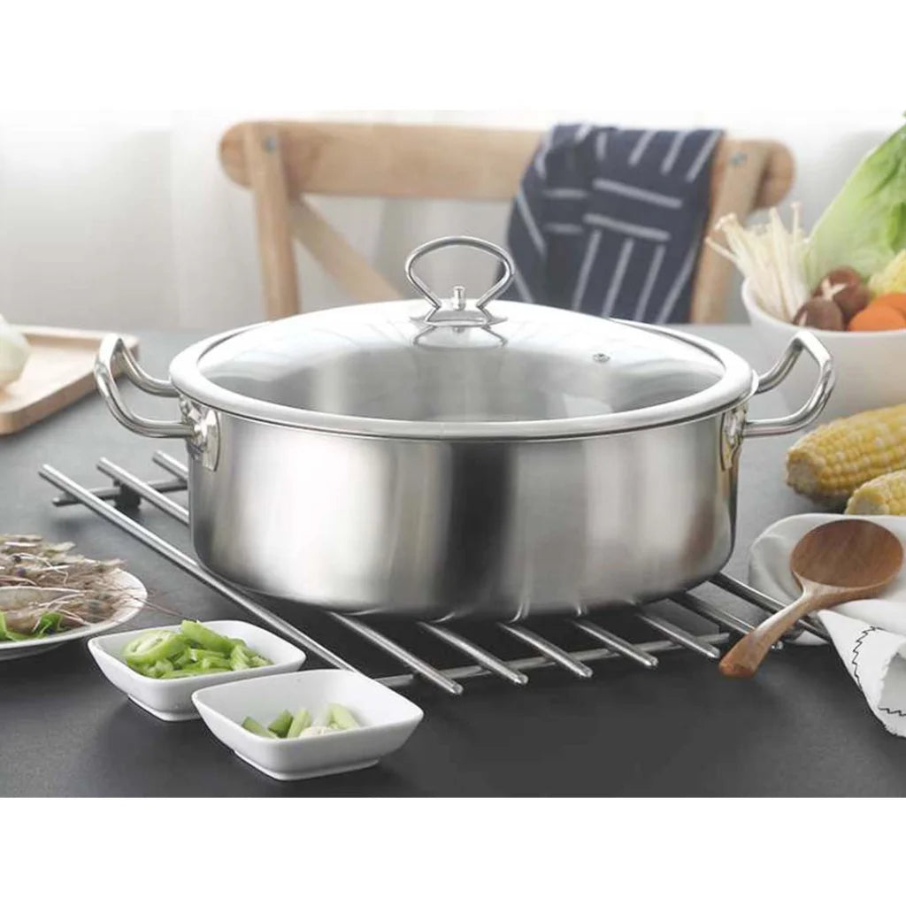 Stainless Steel 28cm & 32cm Casserole with Lid Induction Cookware - Premium