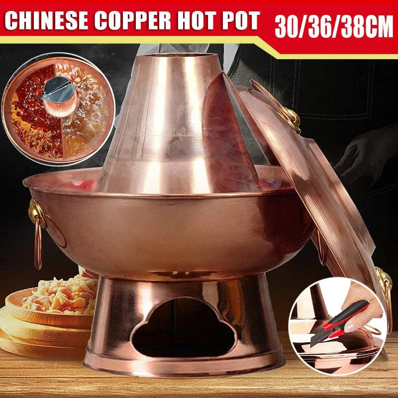 Stainless Steel Charcoal Chinese Copper Hot Pot Old