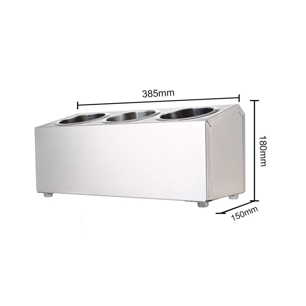 Stainless Steel Commercial Conical Utensils Cutlery Holder Set of 2 - 3 Holes