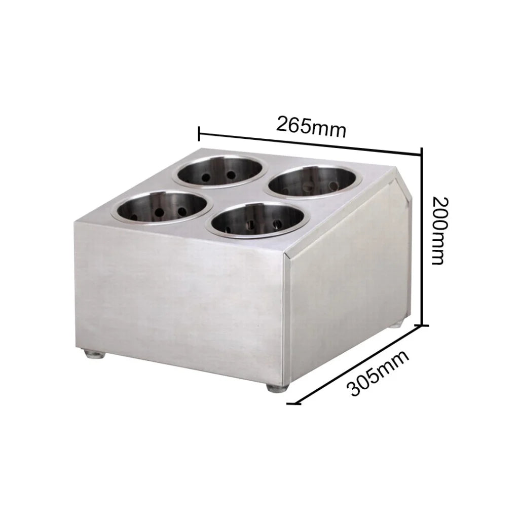 Stainless Steel Commercial Conical Utensils Square Cutlery Holder Set of 2 - 4 Holes
