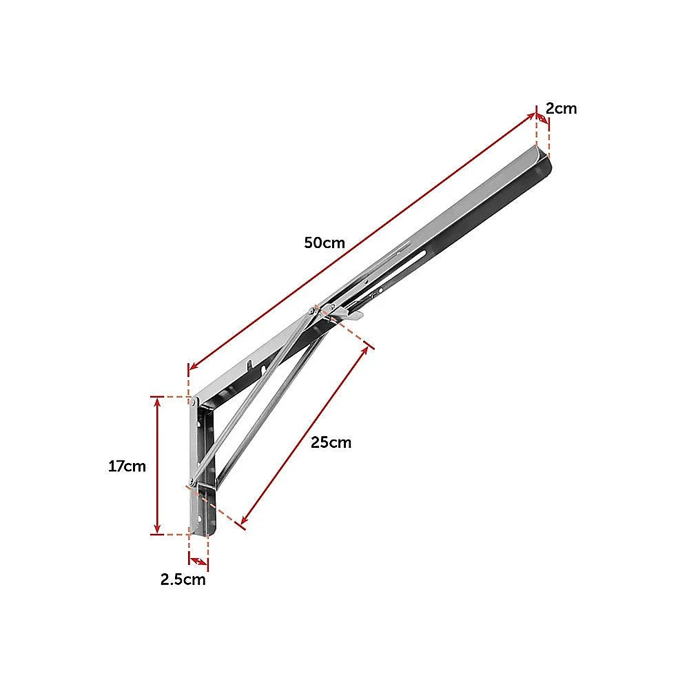 Folding shelf bracket with metal shelf brackets and triangular hinge frame