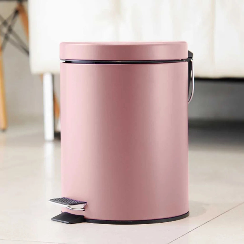 Stainless Steel Foot Pedal Rubbish Recycling Bin Round 2X 12L - Pink - Premium