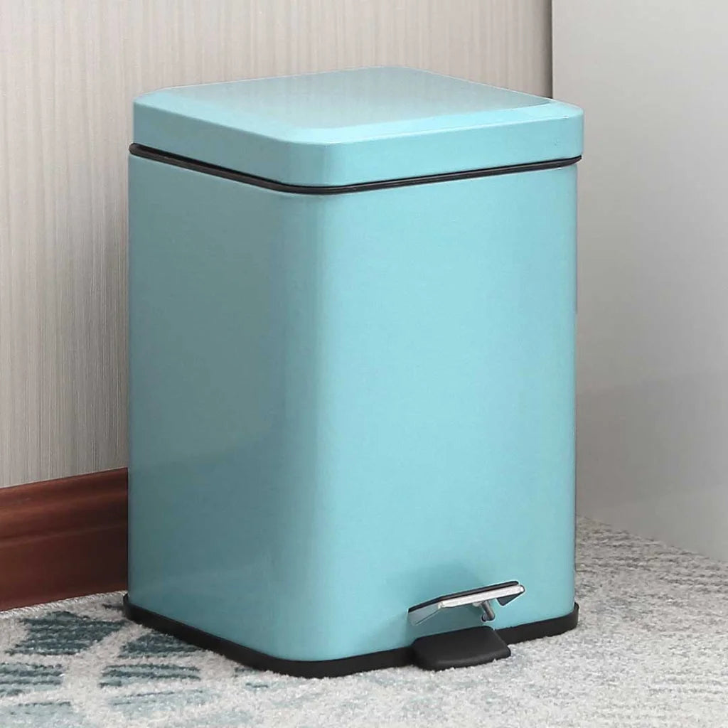 Stainless Steel Foot Pedal Rubbish Recycling Bin Square 2X 12L - Blue - Premium