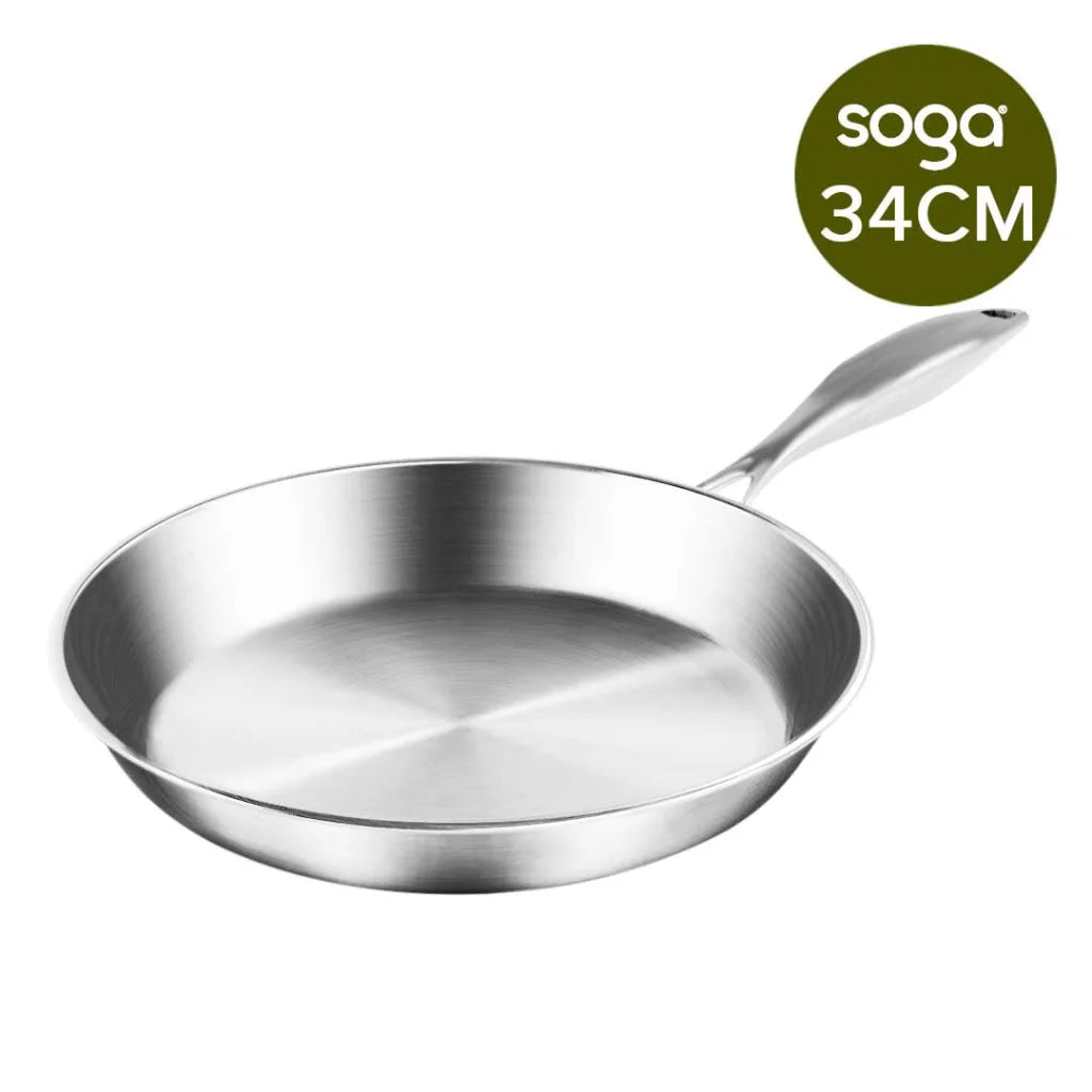 Stainless Steel Fry Pan 34cm Induction Cooking Frying Pan - Premium