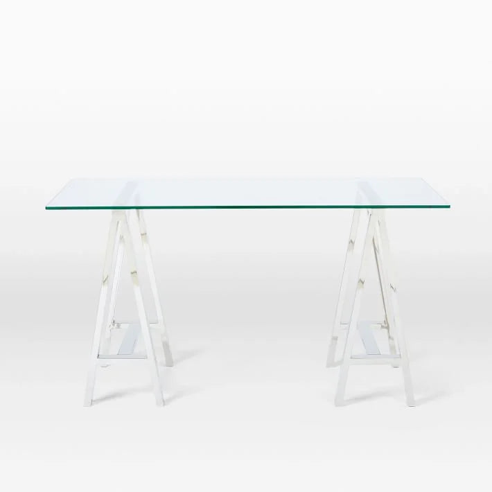 Stainless Steel & Glass Venus Office Desk Table - Furniture