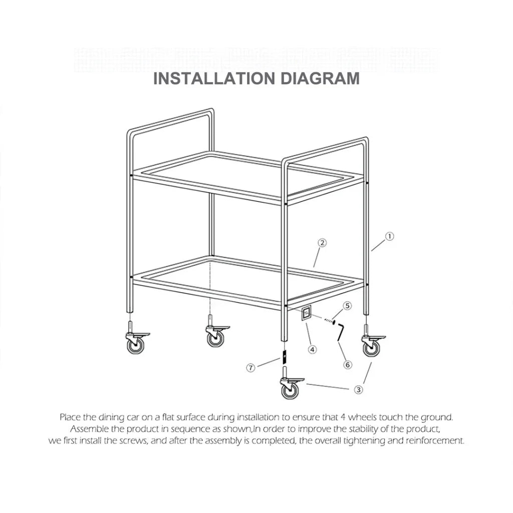 Stainless Steel Kitchen Dinning Food Cart 2X 3 Tier 85×45×90cm Utility Trolley Medium