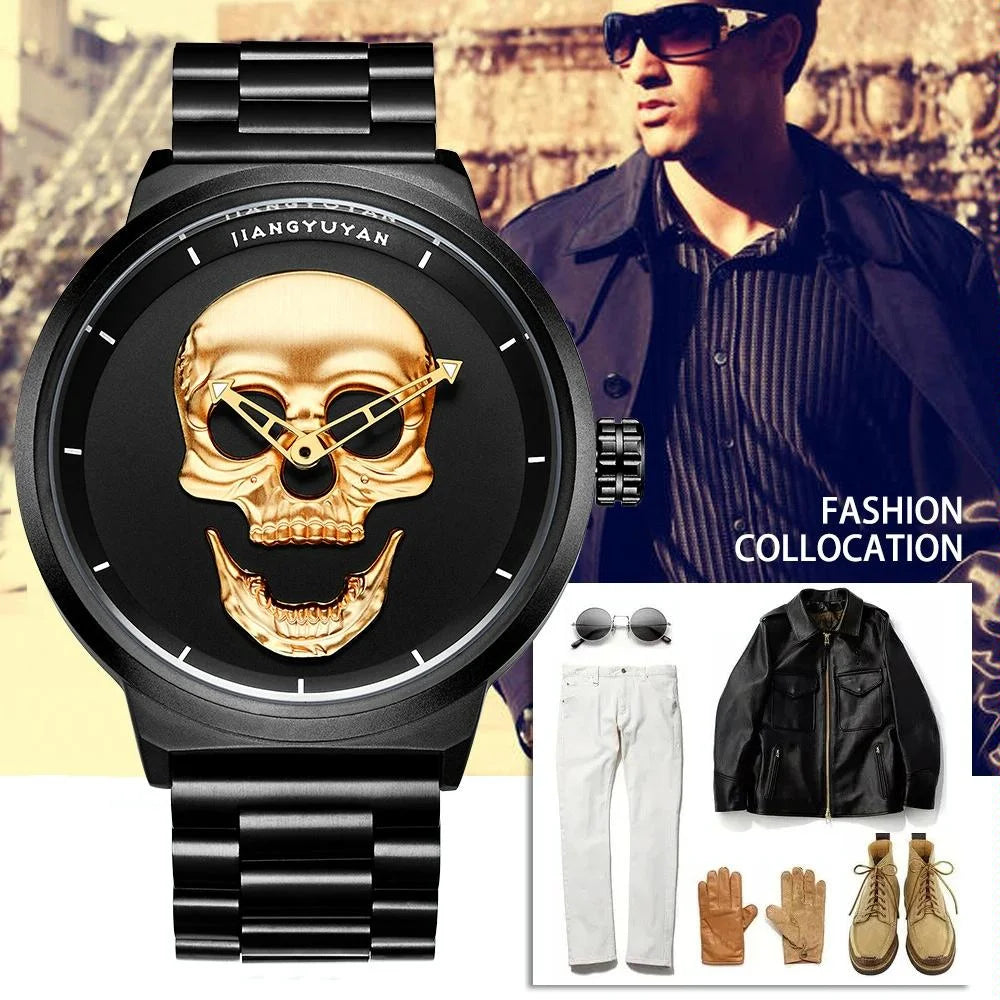Stainless Steel Men Quartz Watch - Gold Band - Fashion >