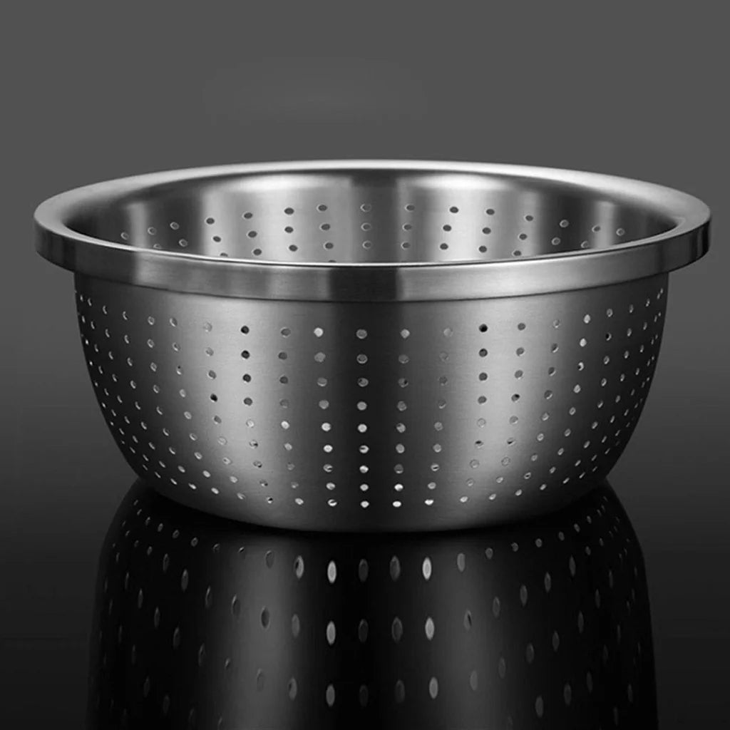 Stainless Steel Nesting Basin Colander Set of 4 Perforated Kitchen Sink Washing Bowl Metal Basket Strainer - 2X