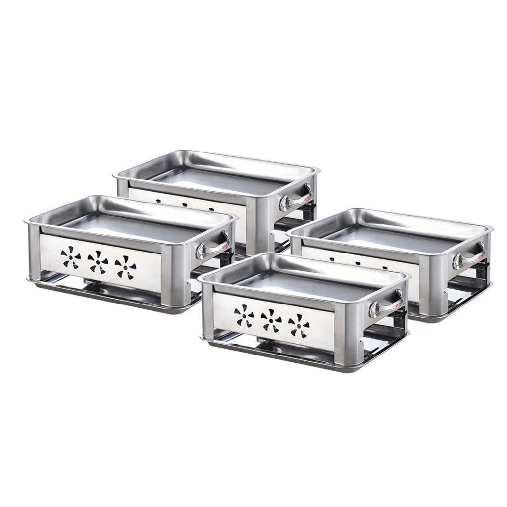 Stainless Steel Outdoor Chafing Dish BBQ Fish Stove Grill Plate Set of 4 - 45CM