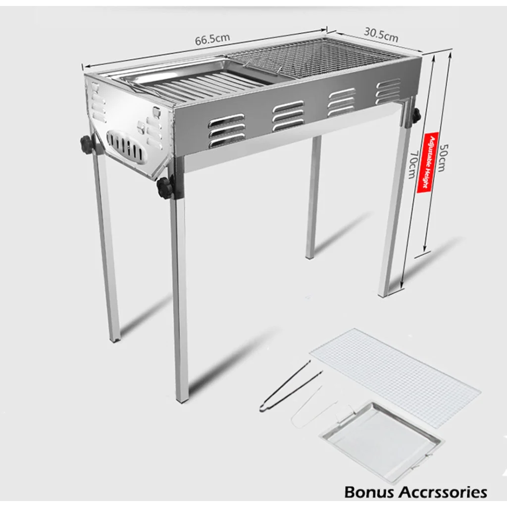 Stainless Steel Portable Outdoor BBQ Barbecue Grill Set