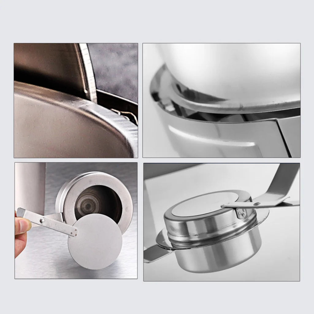 Stainless Steel Round Soup Tureen Bowl 2X 6.5L Roll Top Buffet Chafing Dish Catering Chafer Food Warmer Server