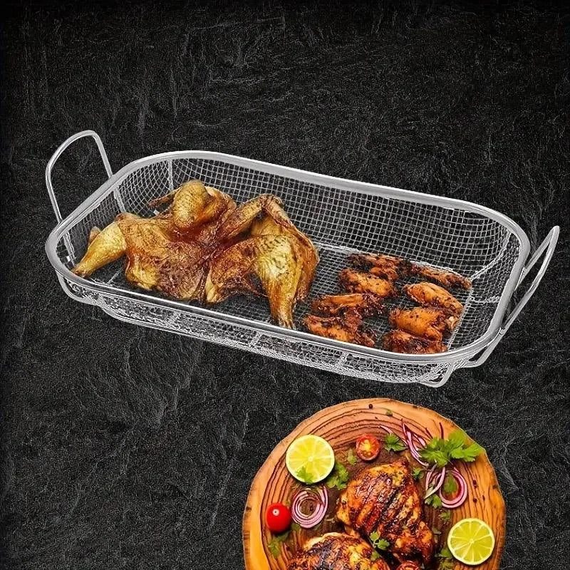 Barbecue Basket Multifunctional Tray Grilling Vegetables Square Stainless Steel