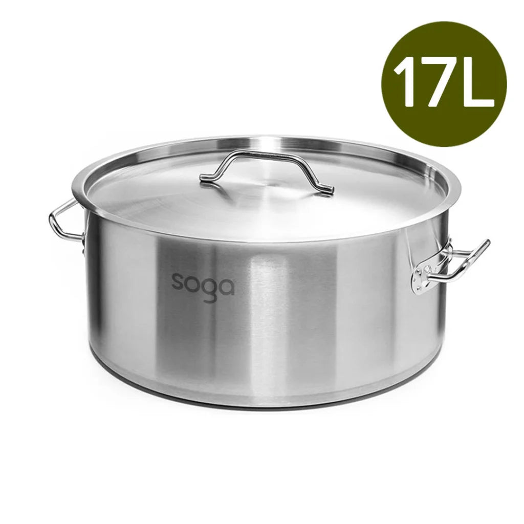Stainless Steel Stock Pot 17L Top Grade Thick 18/10 - Premium
