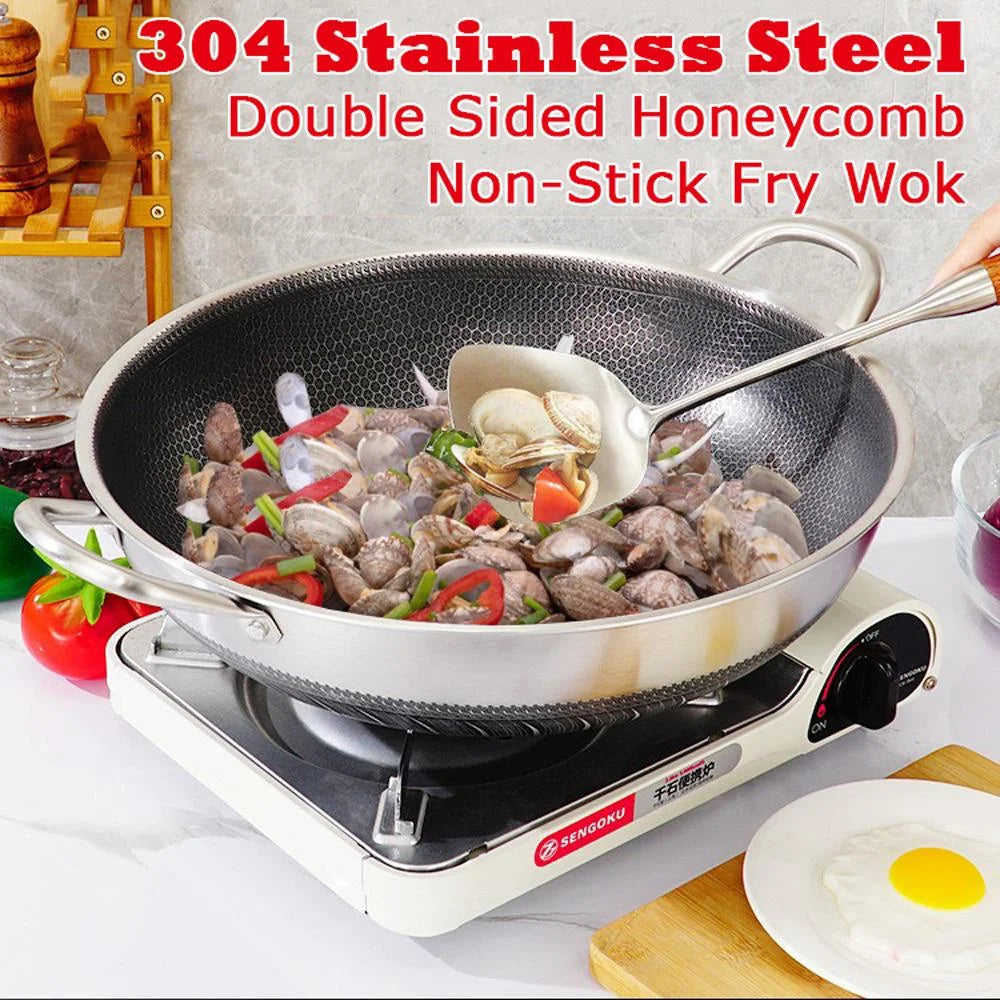Stainless Steel Wok 316 36cm Non-Stick Stir Fry Cooking
