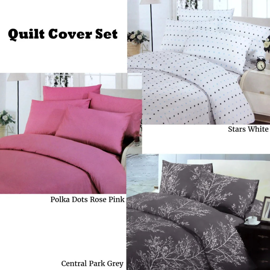 Stars Polyester Cotton Quilt Cover Set Double - Home &