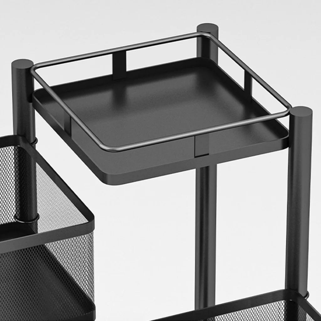 Steel Square Rotating Kitchen Cart 2X 4 Tier Multi-Functional Shelves Portable Storage Organizer with Wheels