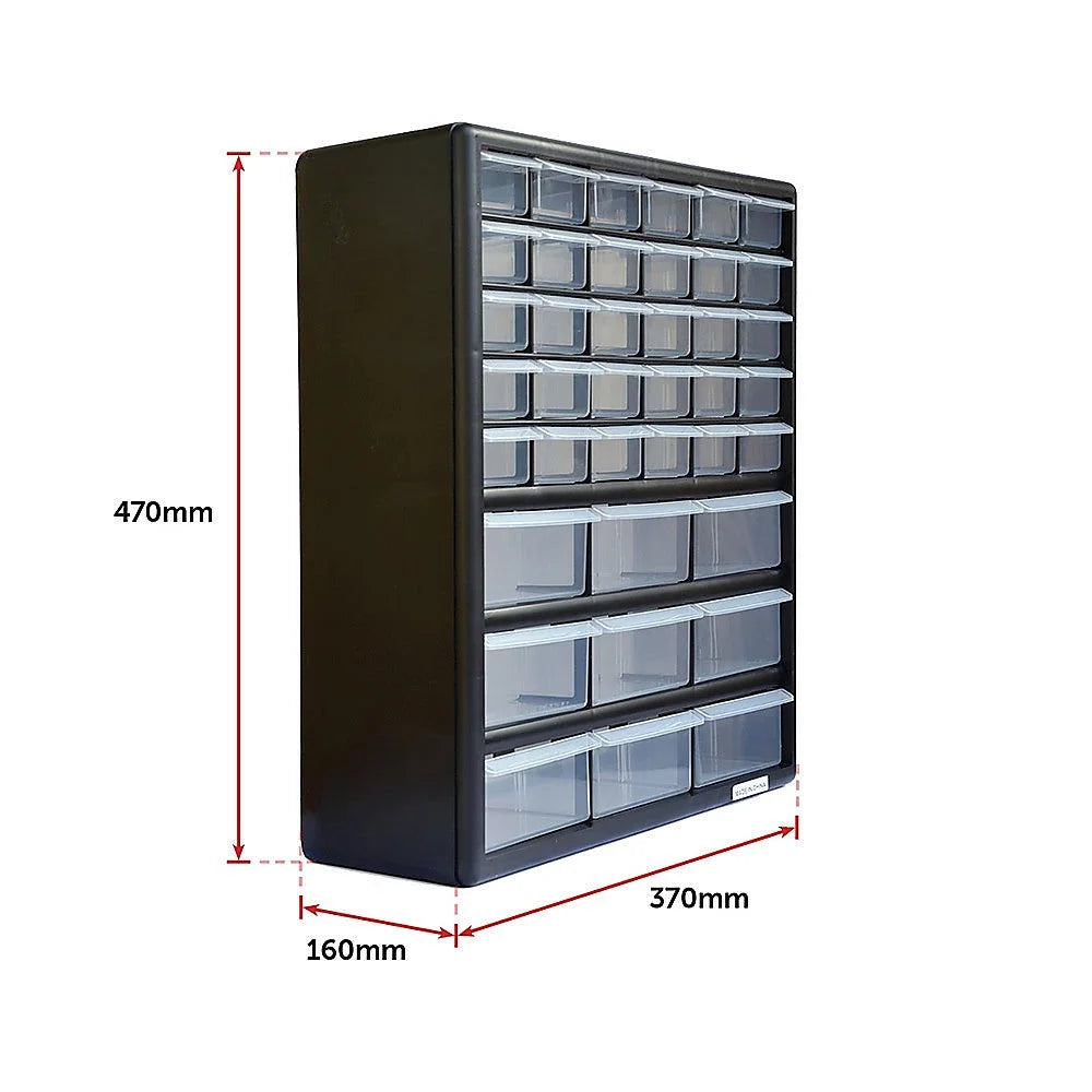 Storage Cabinet Drawers - 39 Plastic Tool Box Containers