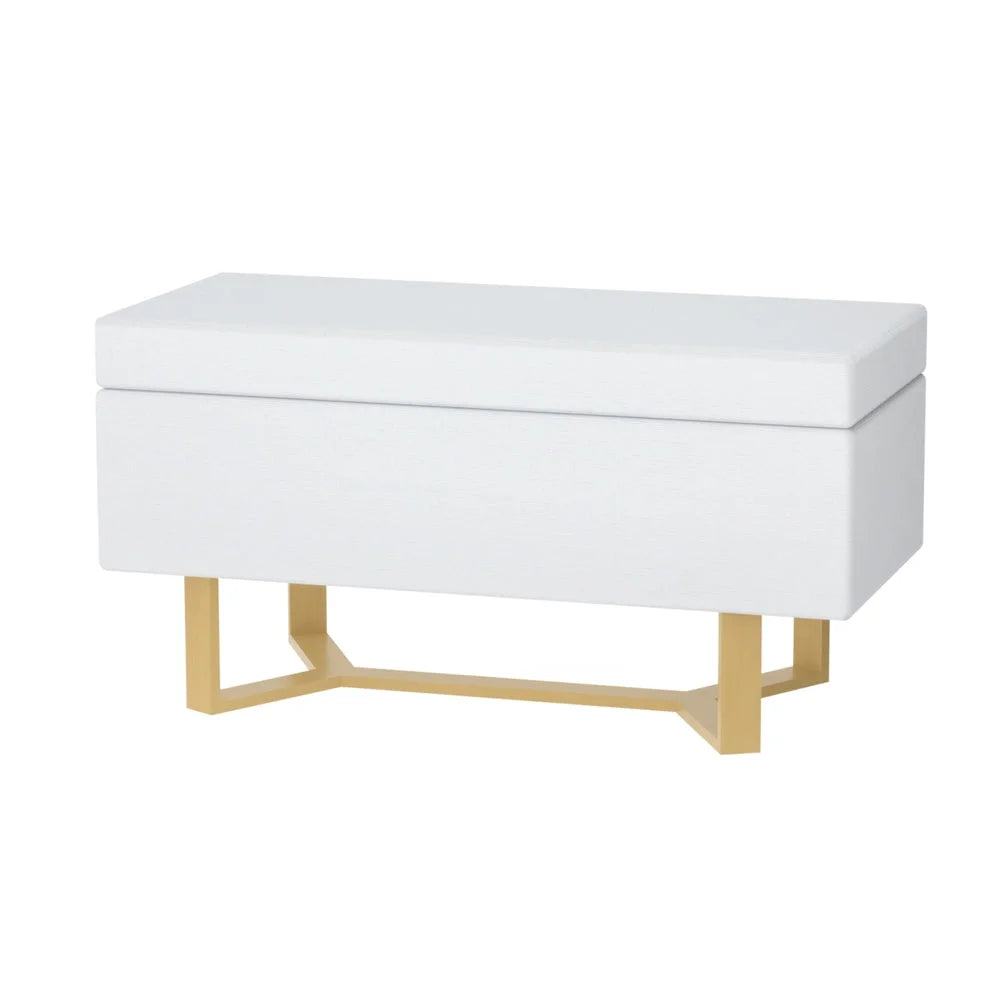 Storage Ottoman Blanket Box Criss-Cross - White - Furniture