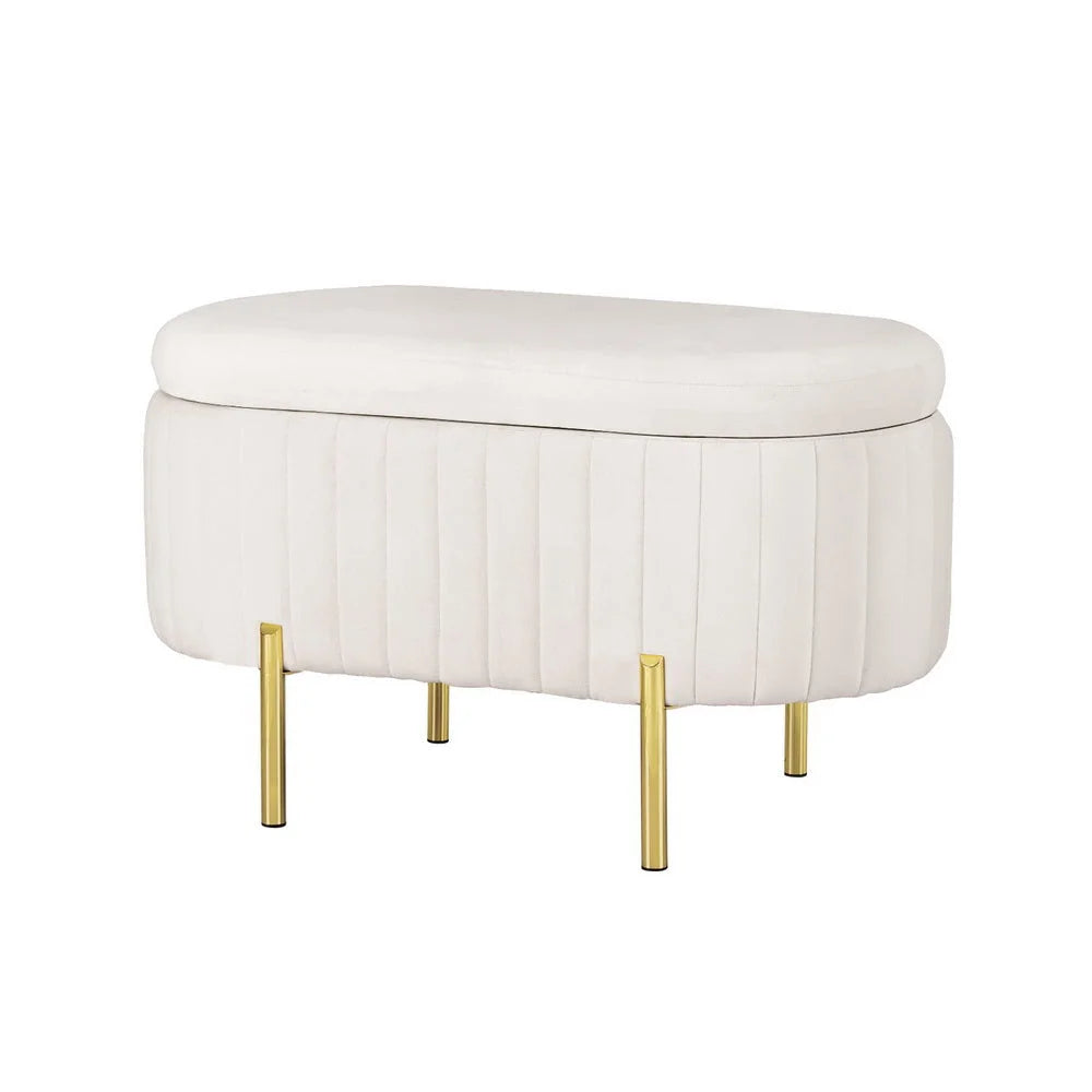 Storage Ottoman Blanket Box Table 97CM Velvet - Taupe