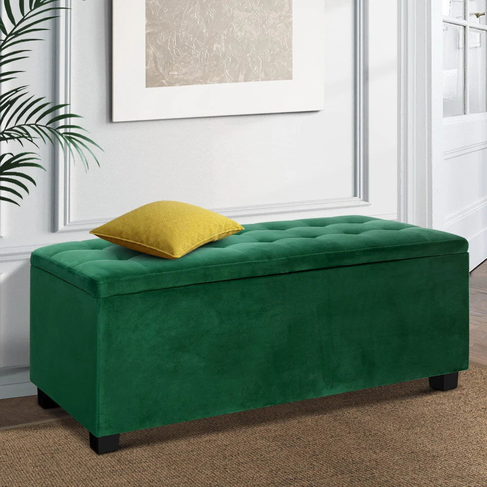 Storage Ottoman Blanket Box Velvet Foot Stool Rest Chest
