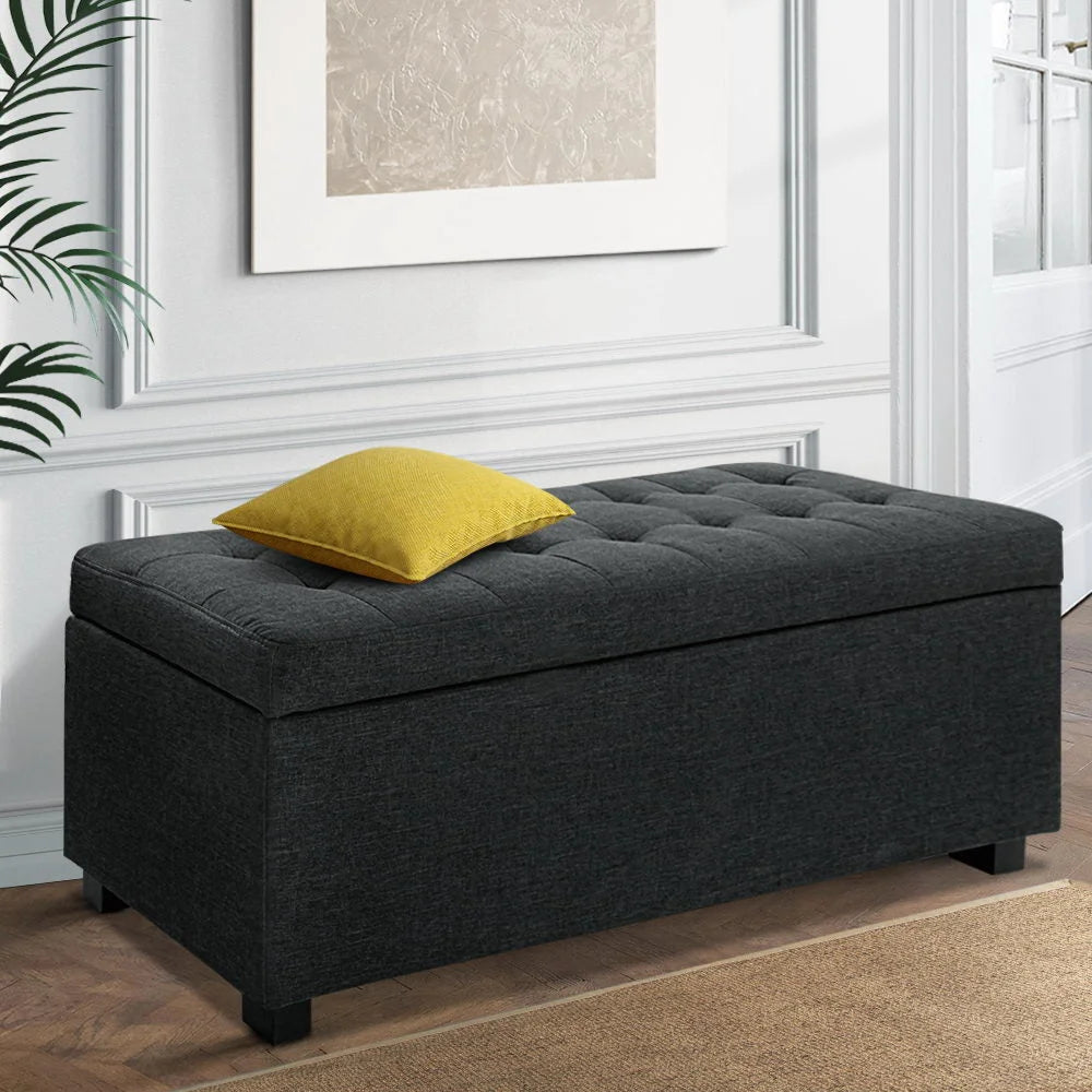 Storage Ottoman Premium Charcoal - Bedroom