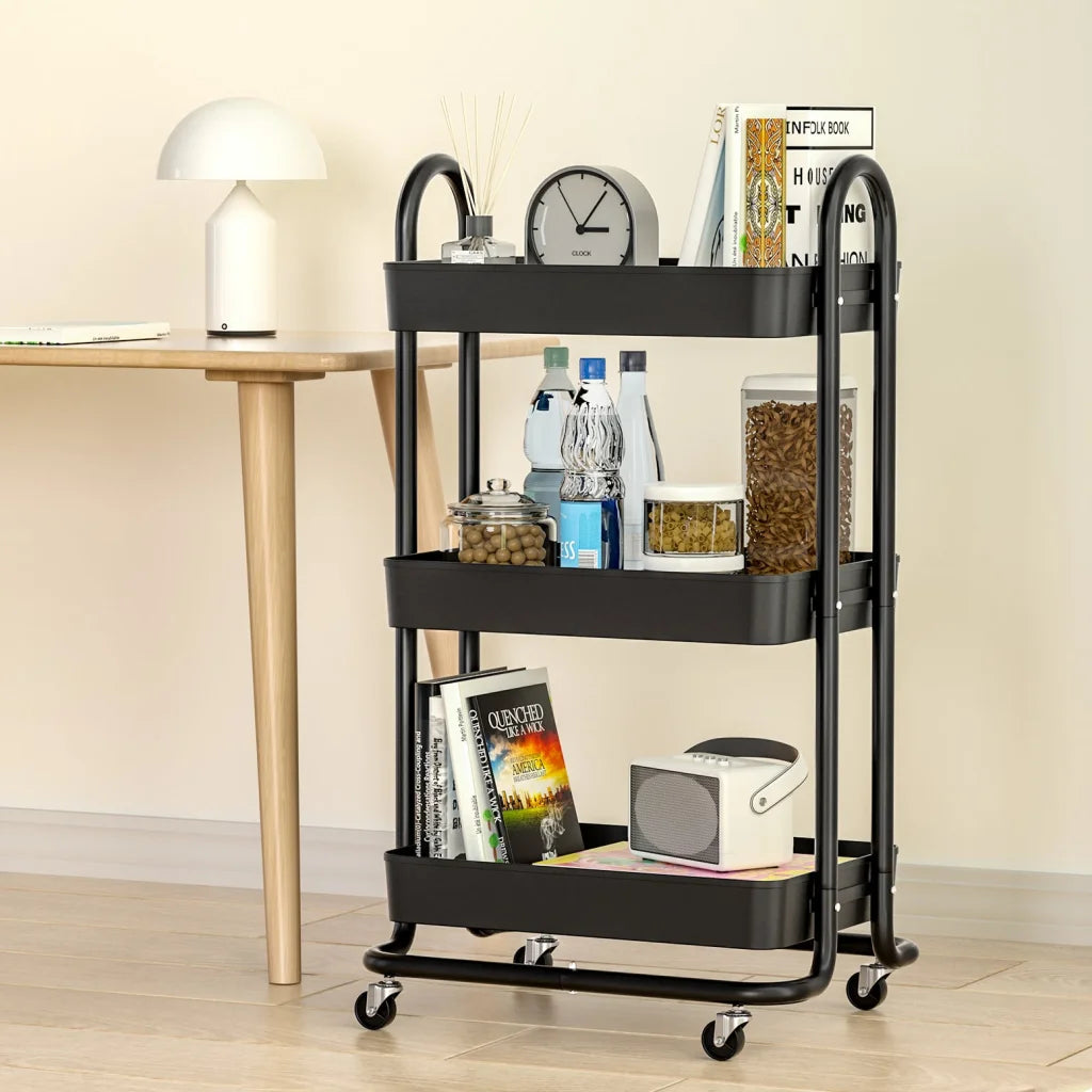 Storage Trolley Kitchen Cart 3 Tiers Rack Shelf Organiser