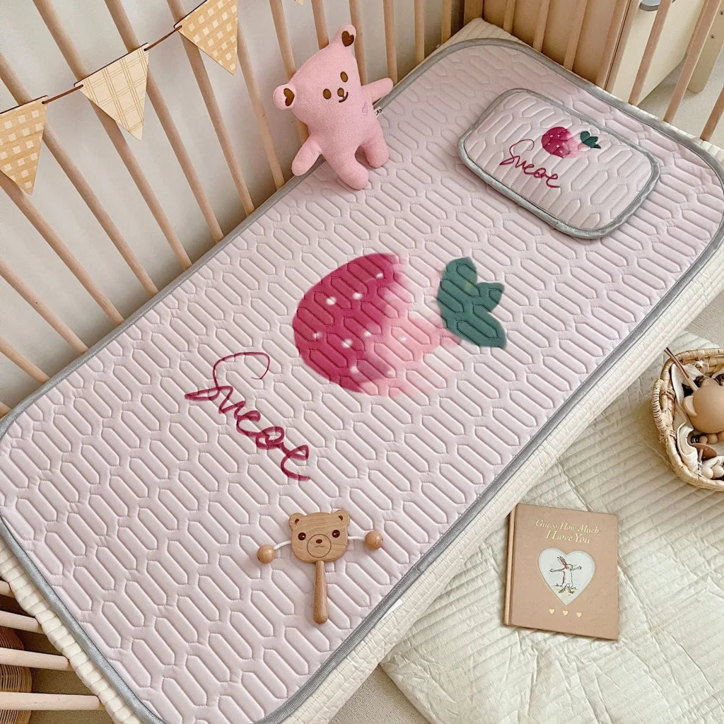 Strawberry Pattern 2 Piece Set Kids Cooling Pad Set