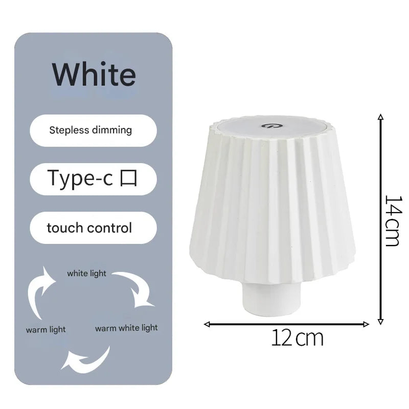 Striped white Cordless LED Bottle Lamp - Rechargeable