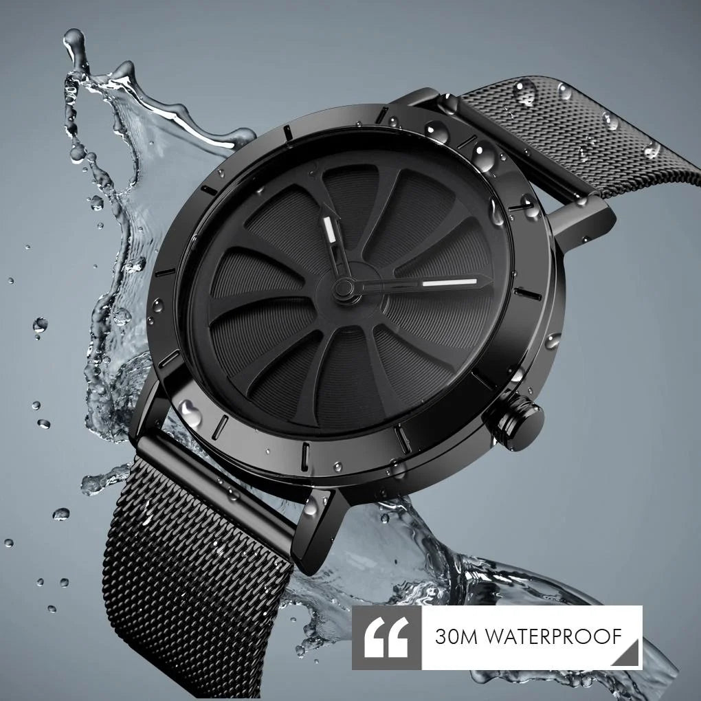 Stylish Skeleton Dial Waterproof Men Watch with Mesh Strap