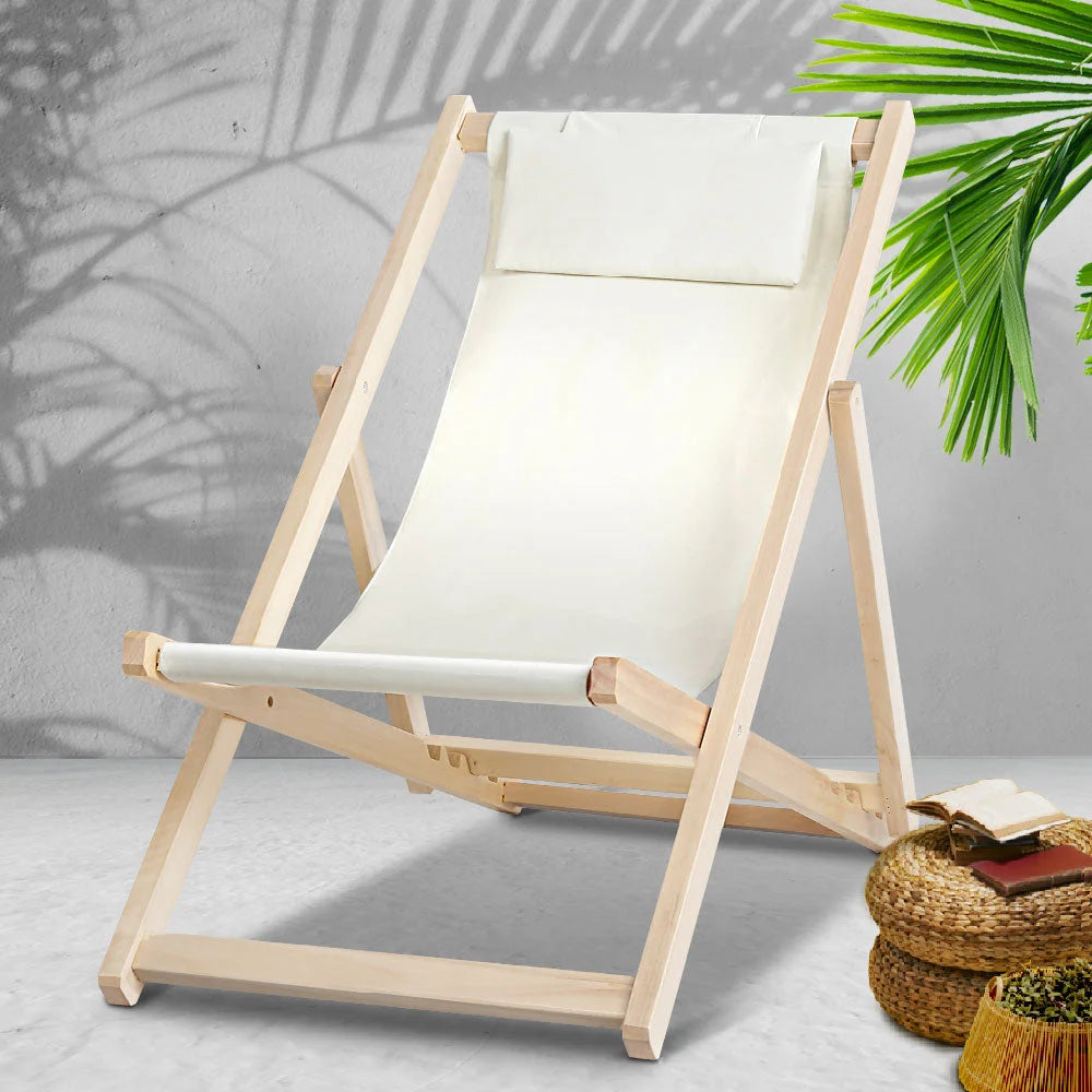 Sun Lounge Chairs Outdoor Furniture, Folding Wooden Deck Patio Beach