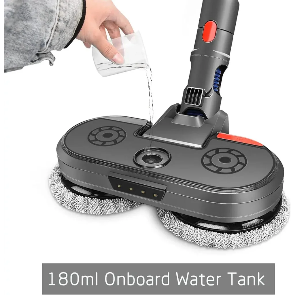 Vacuum mop attachment with lower casing and fitted base