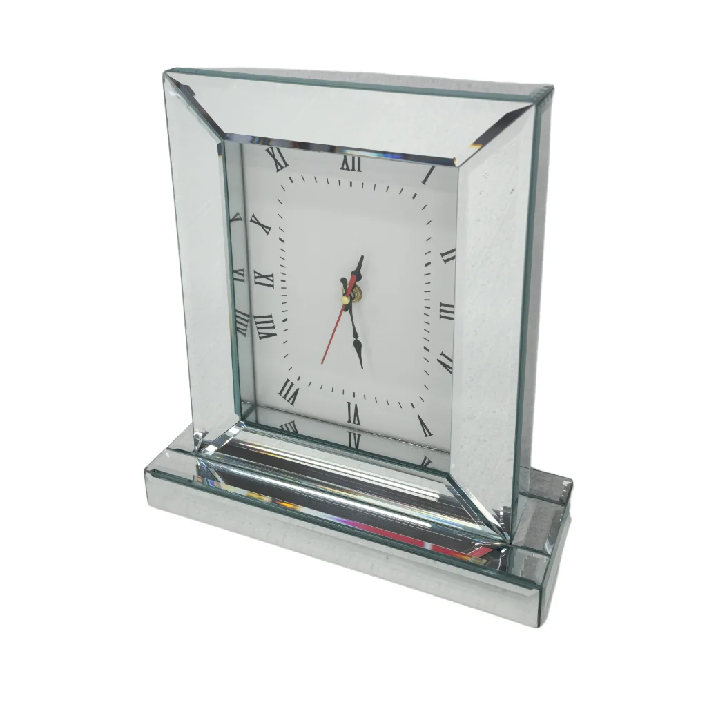 Table Clock Mirrored Silver - Home & Garden