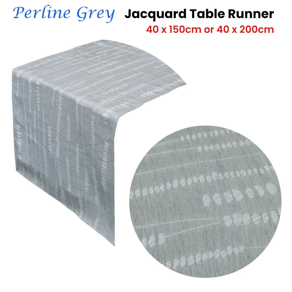 Table Runner Jacquard Perline Grey 40 x 150 cm - Furniture