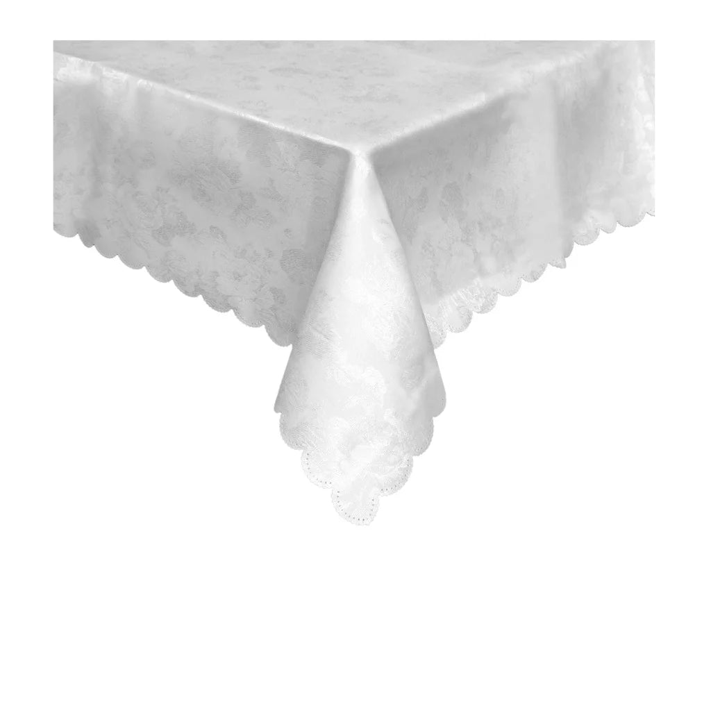 Tablecloth Jacquard White Rose Garden 150 x 220 cm - Home &