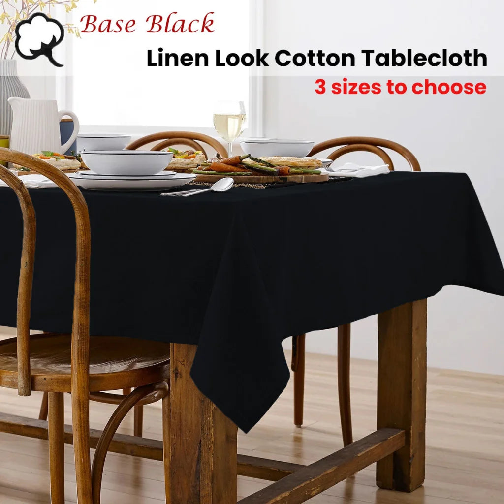 Tablecloth Ladelle Base Black Look 100% Cotton 150 x 300 cm