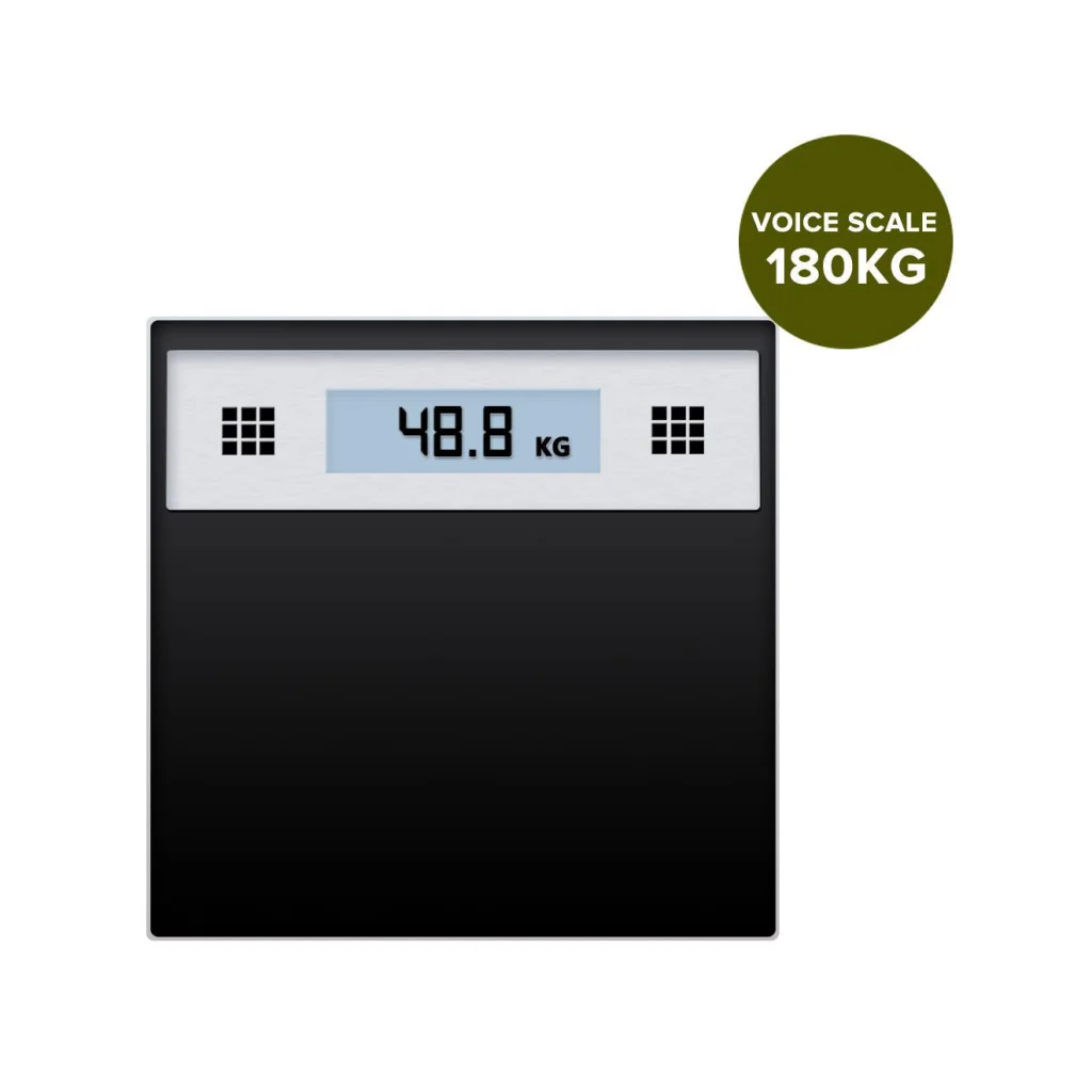 Talking Scale Set Premium 2X 180kg Electronic Weight Fitness Glass Bathroom LCD Display - Stainless