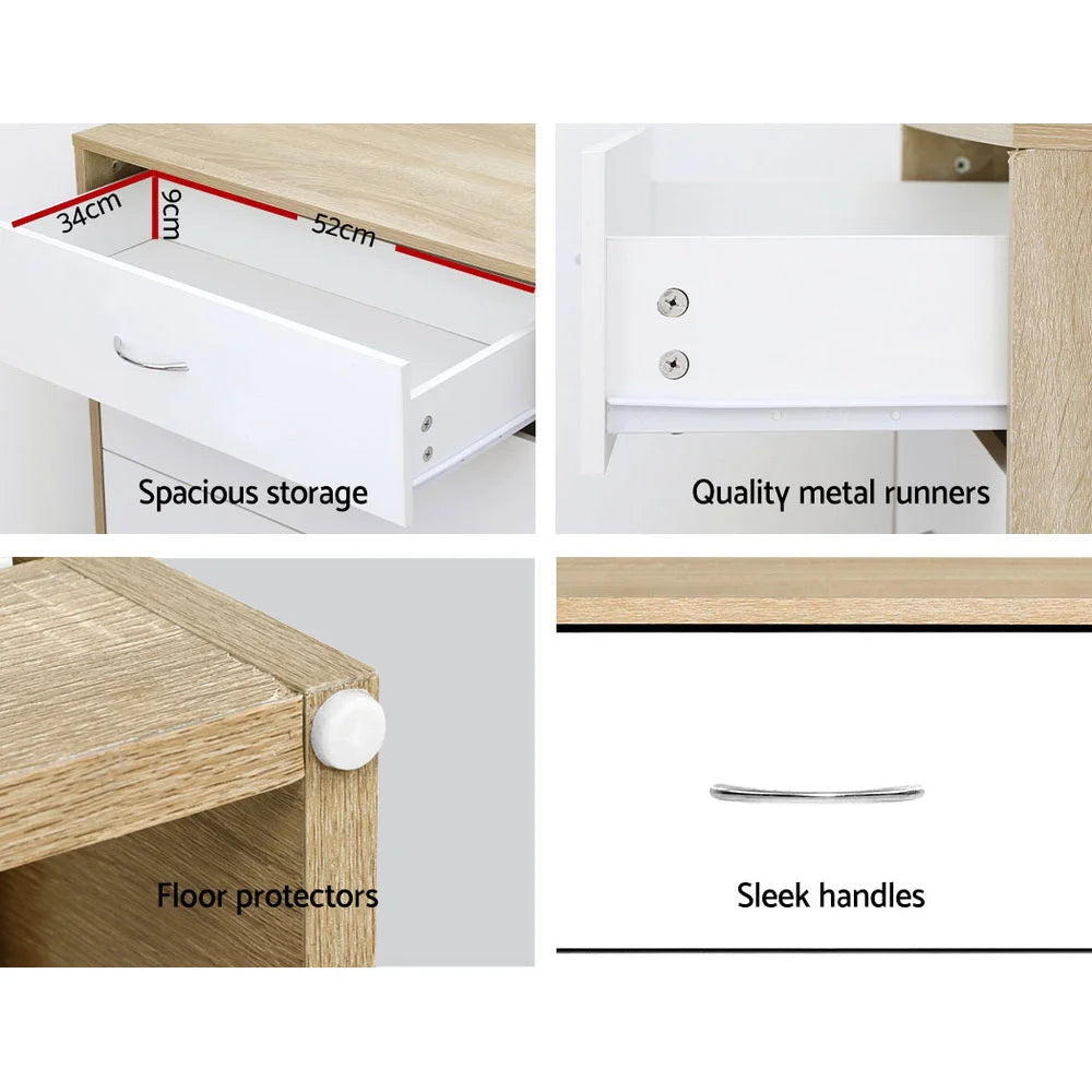 Tallboy Dresser Table with 4 Chest of Drawers Bedroom