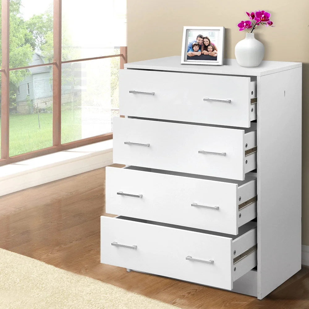 Tallboy Storage Cabinet 4-Drawer White - Living Room