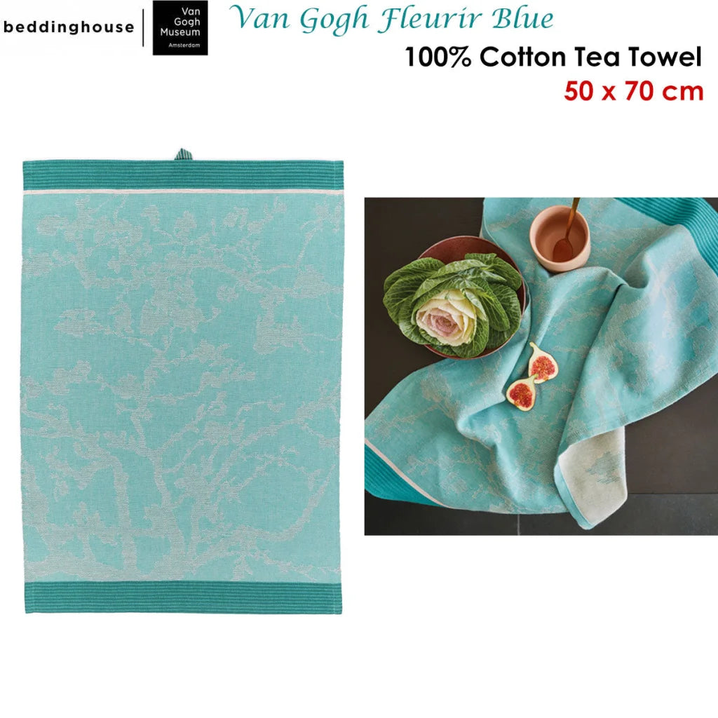 Tea Towel Bedding House Van Gogh Fleurir Blue - Home &
