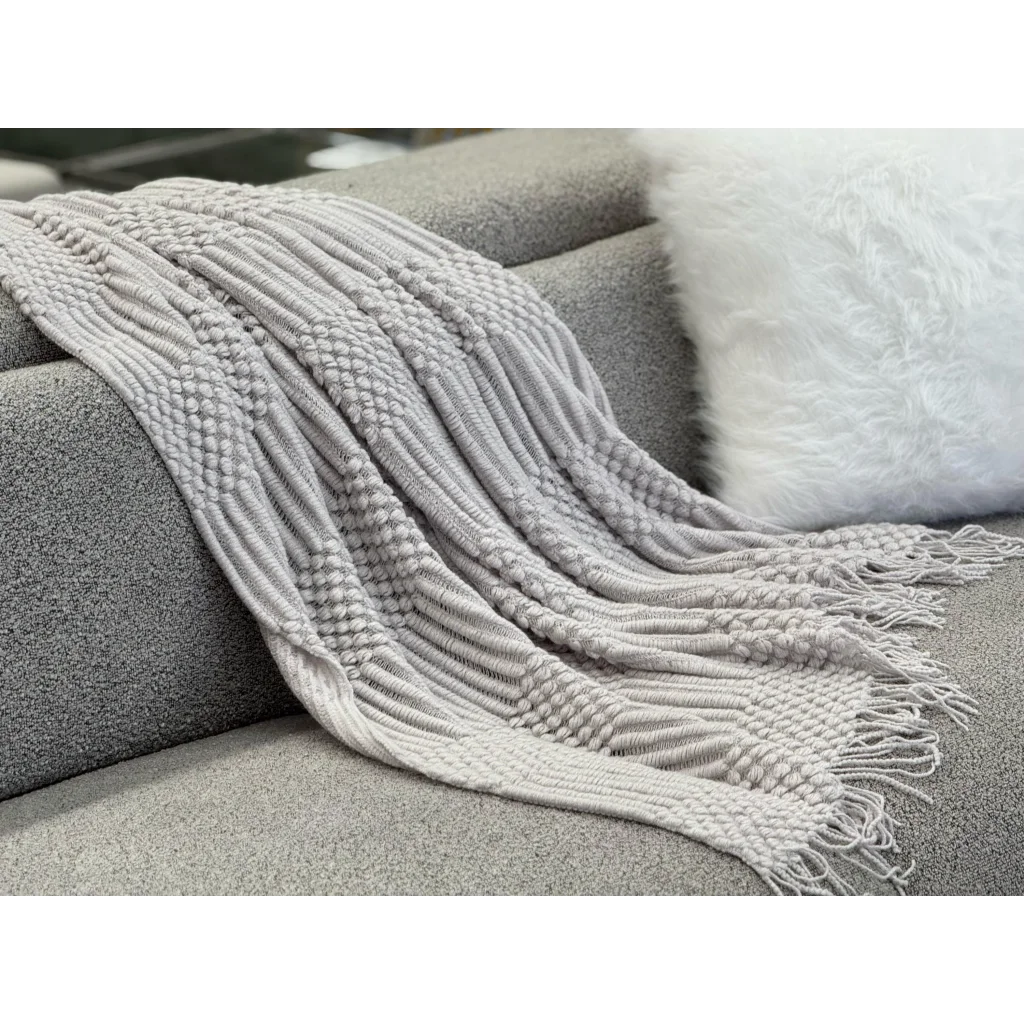 Tessa Throw Rug Blanket - Grey - Furniture > Sofas > Sofa