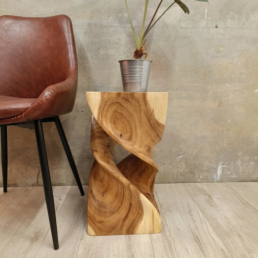 The Twist Side Table/Corner Table/Plant Stand Raintree Wood