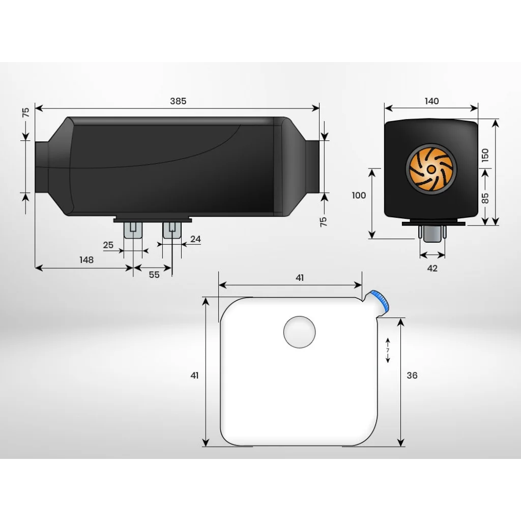 Thermomate Diesel Heater 12V 5kW Caravan Tank Remote Camper