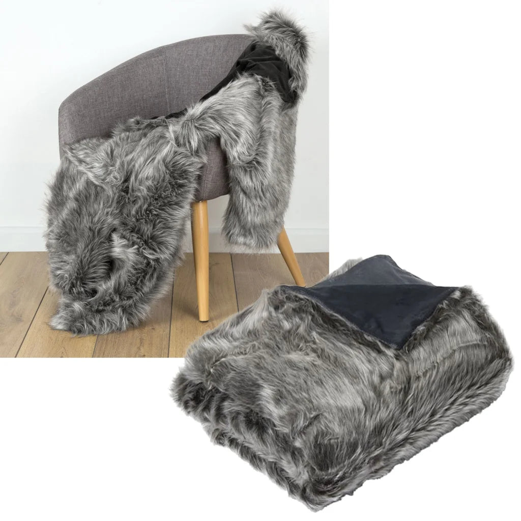 Throw Faux Fur IDC Homewares Luxury Wolf 125x150 cm - Home
