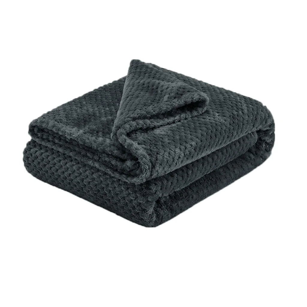 Throw Rug Blanket Soft Diamond Fleece Charcoal - Home &