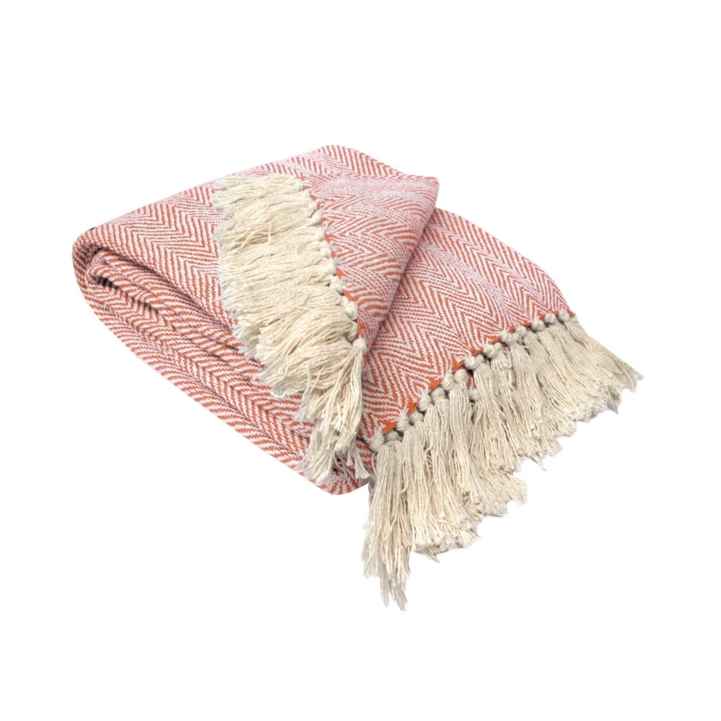 Throw Rug Herringbone Extra Large Orange - Home & Garden