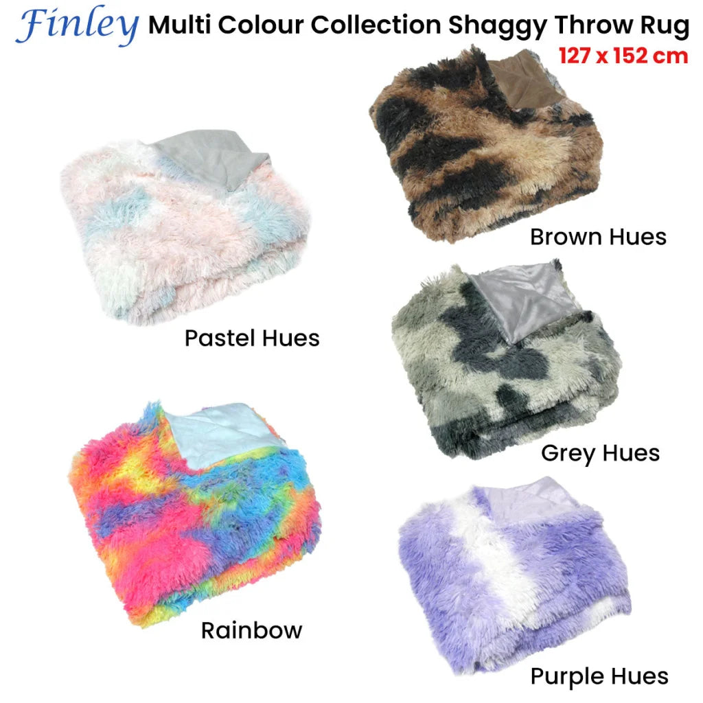 Throw Rug Shaggy Finley Multi-Color Collection 127x152cm