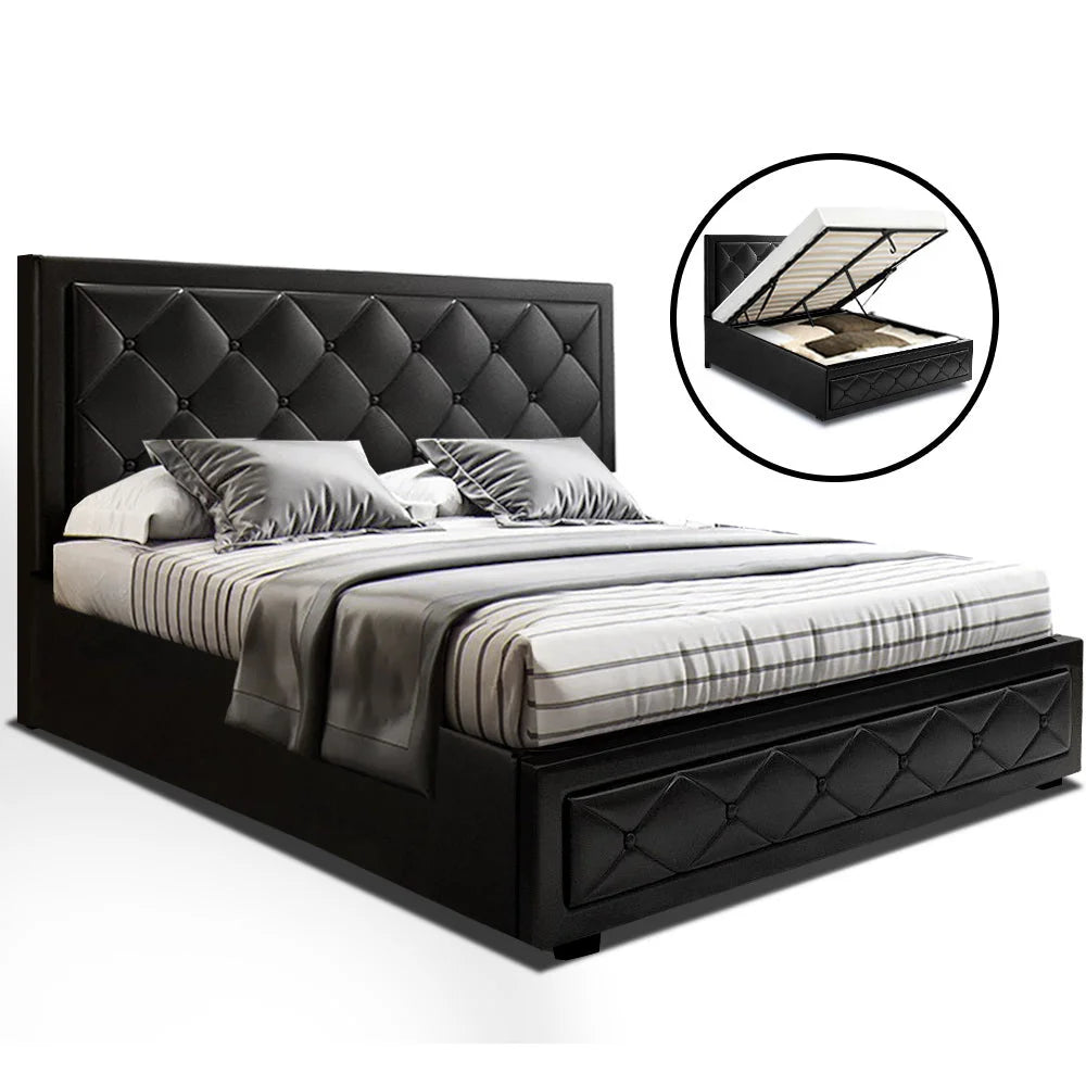 Double gas lift bed frame