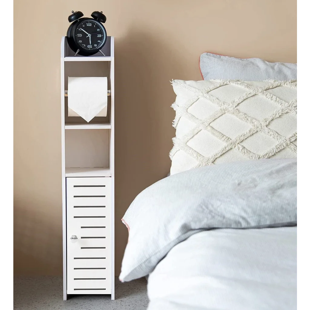 Toilet Paper Roll Holder for Bathroom with Roller - White