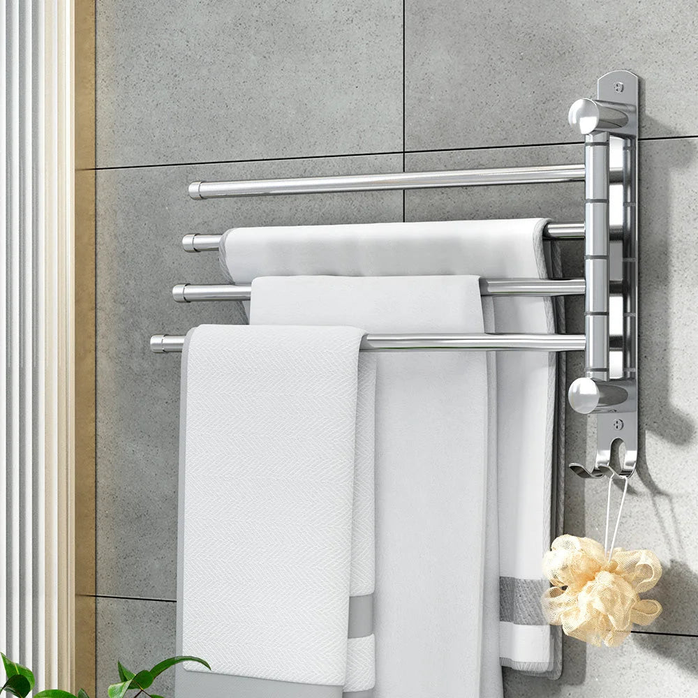 Towel rack with rail holder bars wall mounted