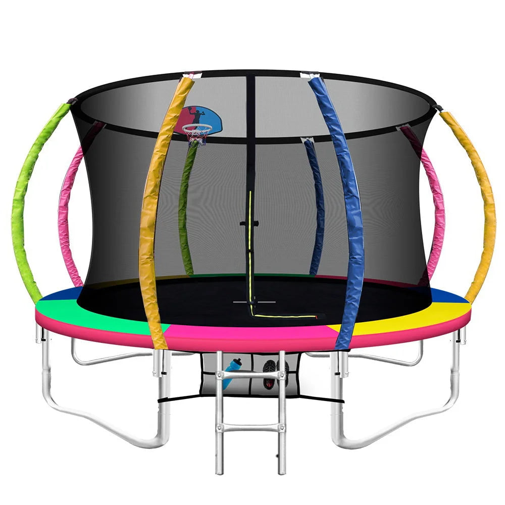 Trampoline 12FT Round with Basketball Hoop Kids Gift
